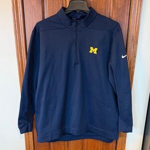 Nike Blue Quarter-Zip Pullover with Yellow block M